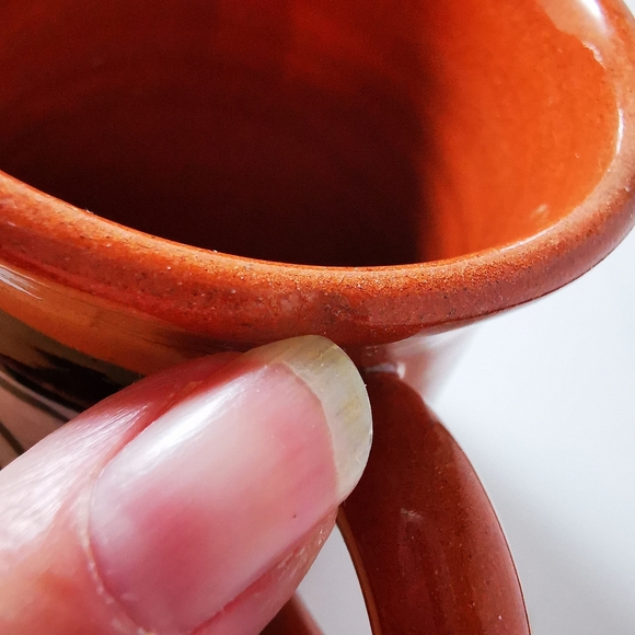 Vintage Red Clay Pottery Cream and Sugar Abstract Brown White Mustard Colour - Picture 8 of 16